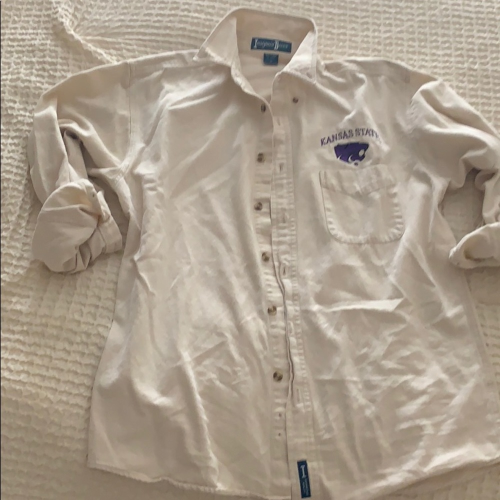 Canvas like button up shirt KANSAS State wildcats
